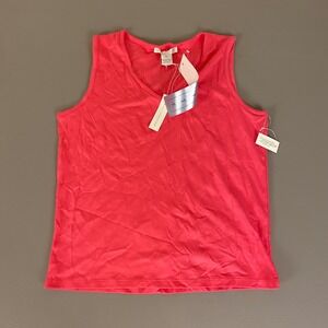 Sarah Spencer Pima Tank Top  Petite Small Pink Sleeveless V-Neck Everyday‎ NWT
